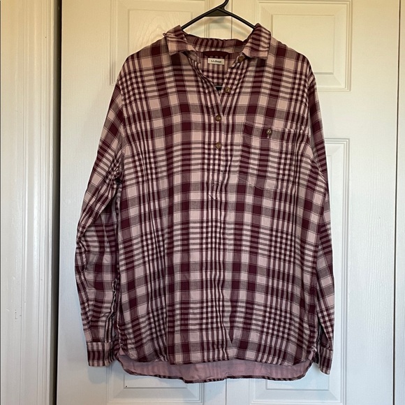 L.L. Bean Tops - L.L. Bean Maroon/Pink Checkered/Plaid Tunic Shirt. Sz tag removed fits like L